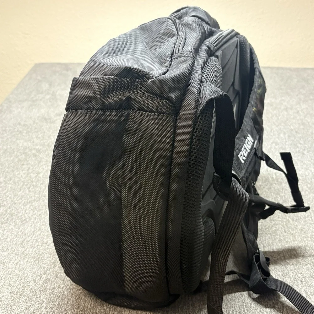 REIGN Total Body Fuel Backpack Black w/ Colorful Graffiti Accents‎ Multi Pocket